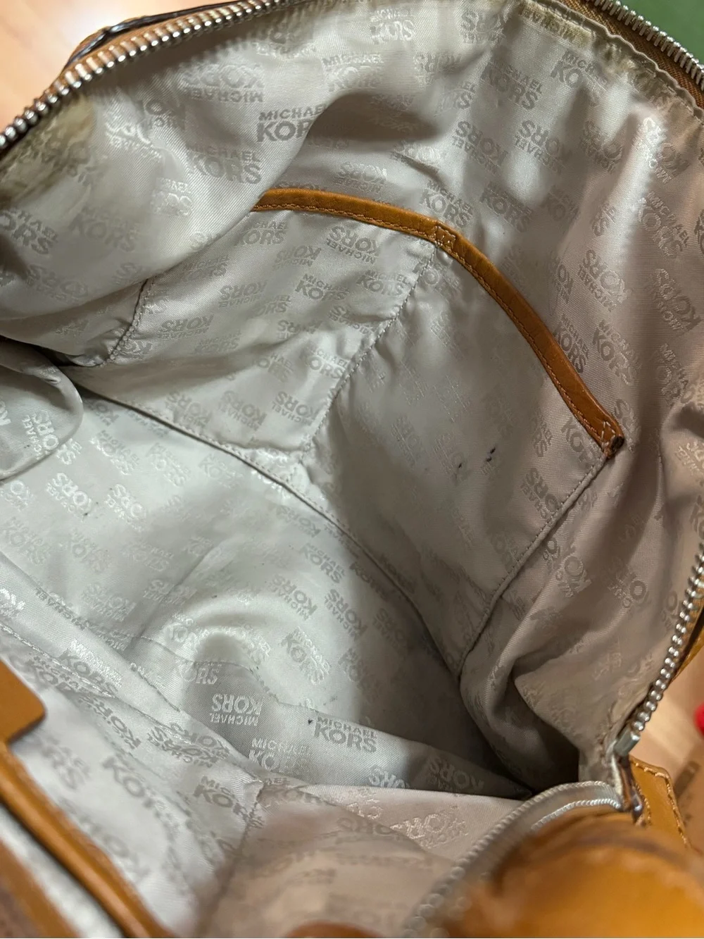 Vintage Michael Kors Studded Cognac Leather Tote Bag